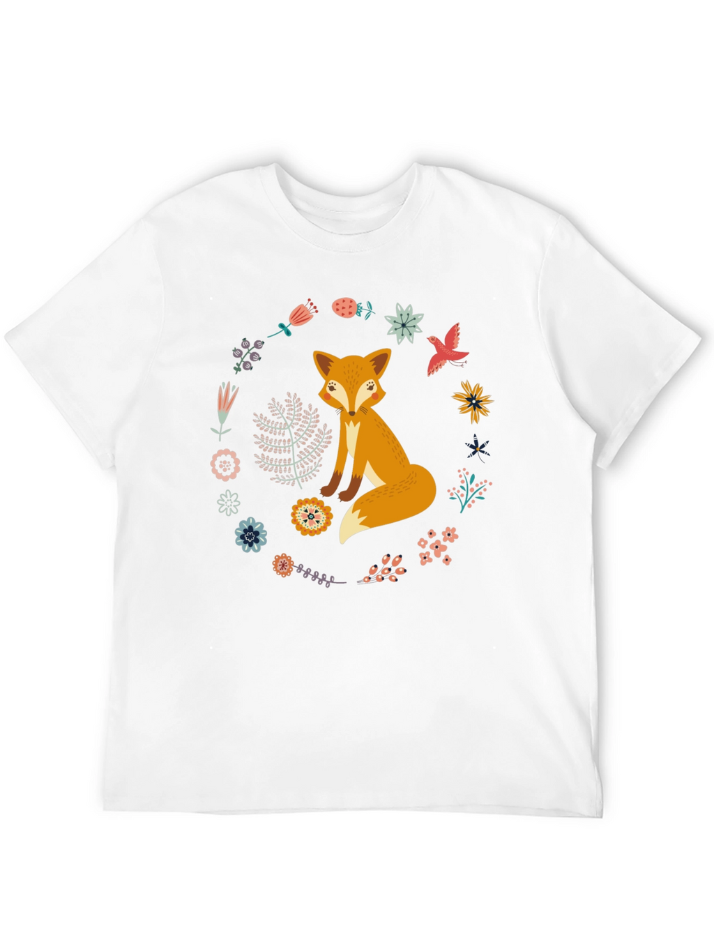Fox and Floral Wreath Graphic Tee
