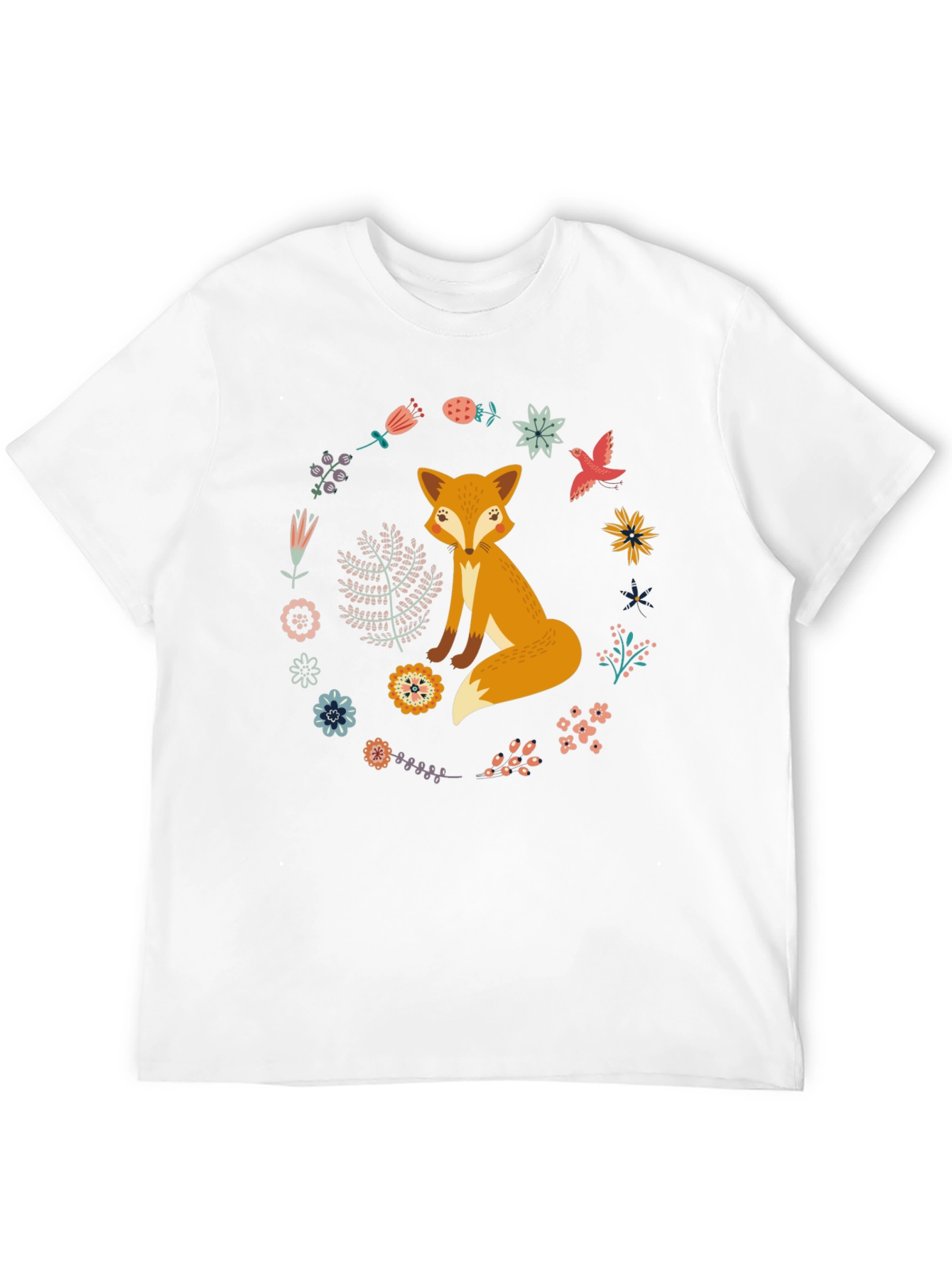 Fox and Floral Wreath Graphic Tee
