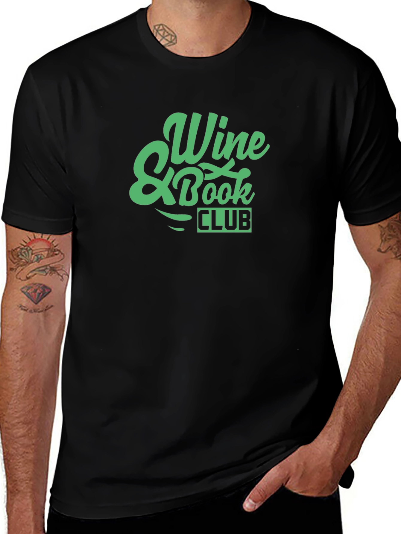 Wine & Book Club Graphic Tee - Black Unisex T-Shirt