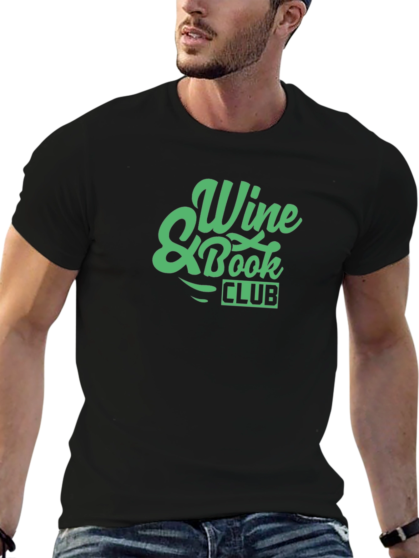 Wine & Book Club Graphic Tee - Black Unisex T-Shirt
