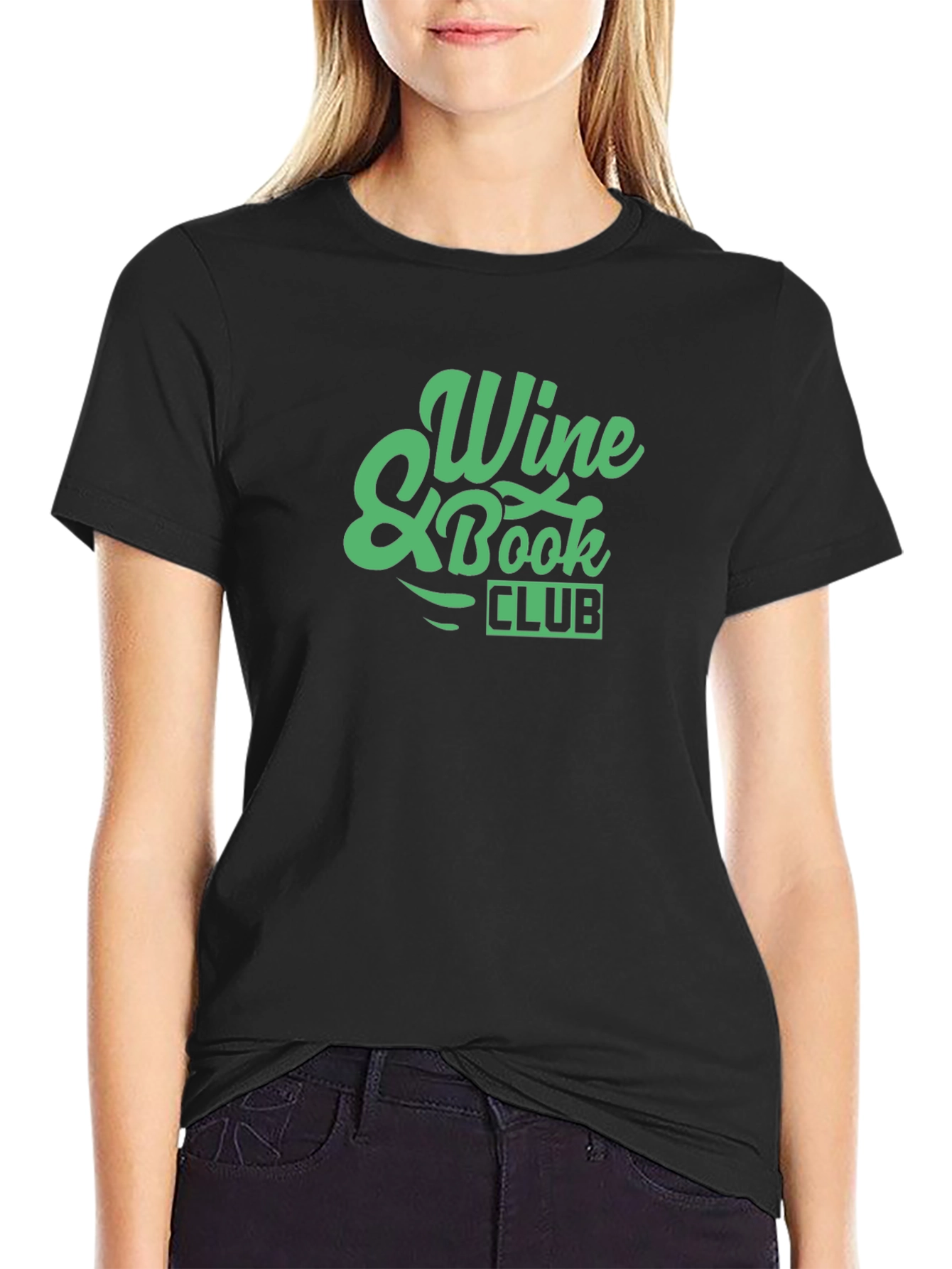 Wine & Book Club Graphic Tee - Black Unisex T-Shirt