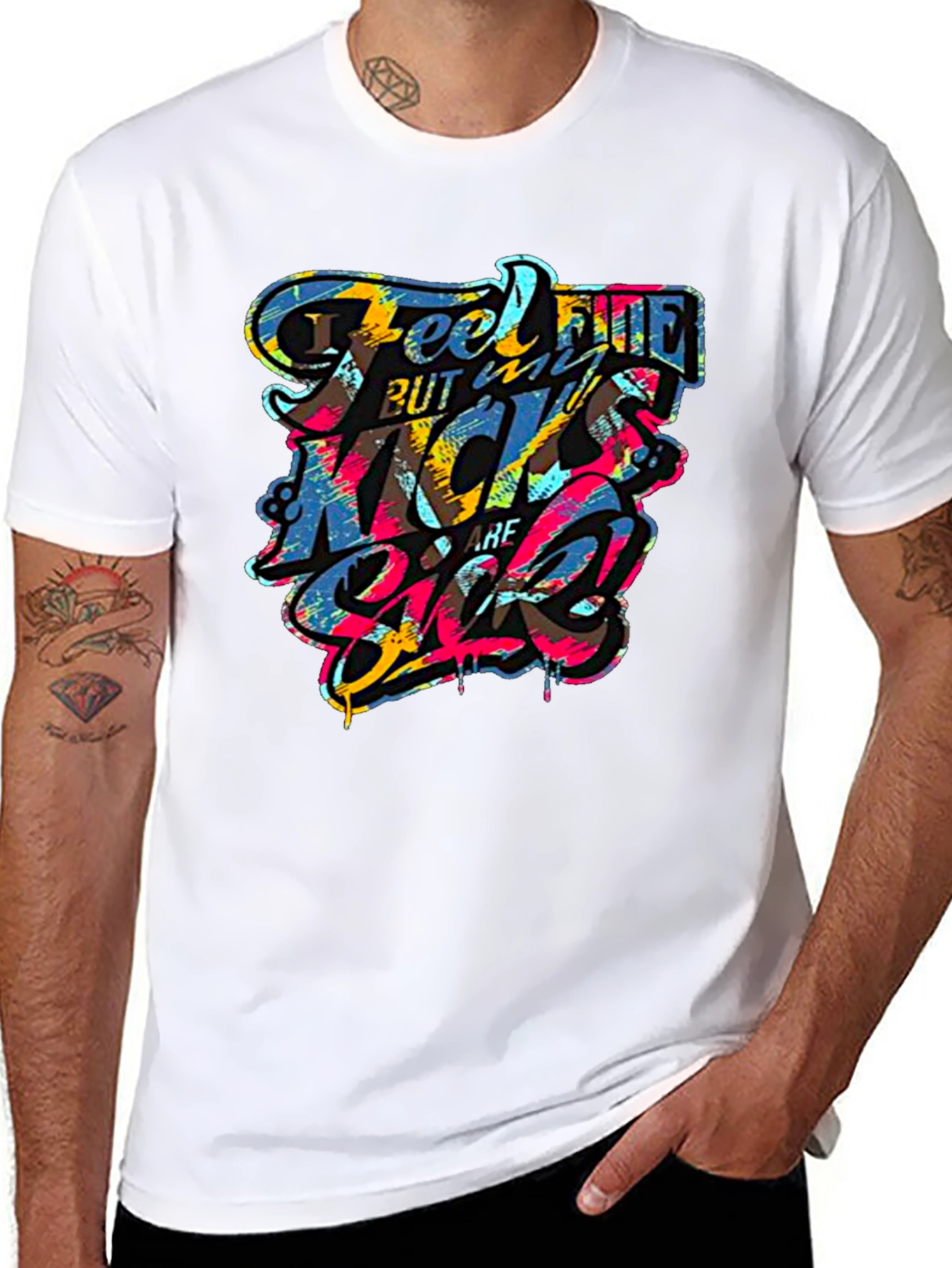 Feel Fine Black Graphic T-Shirt