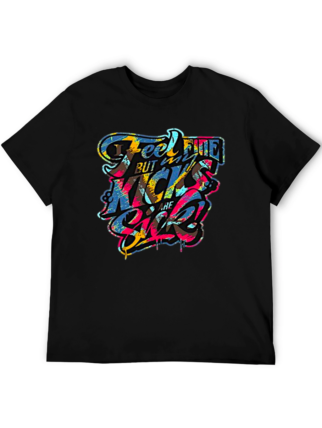 Feel Fine Black Graphic T-Shirt