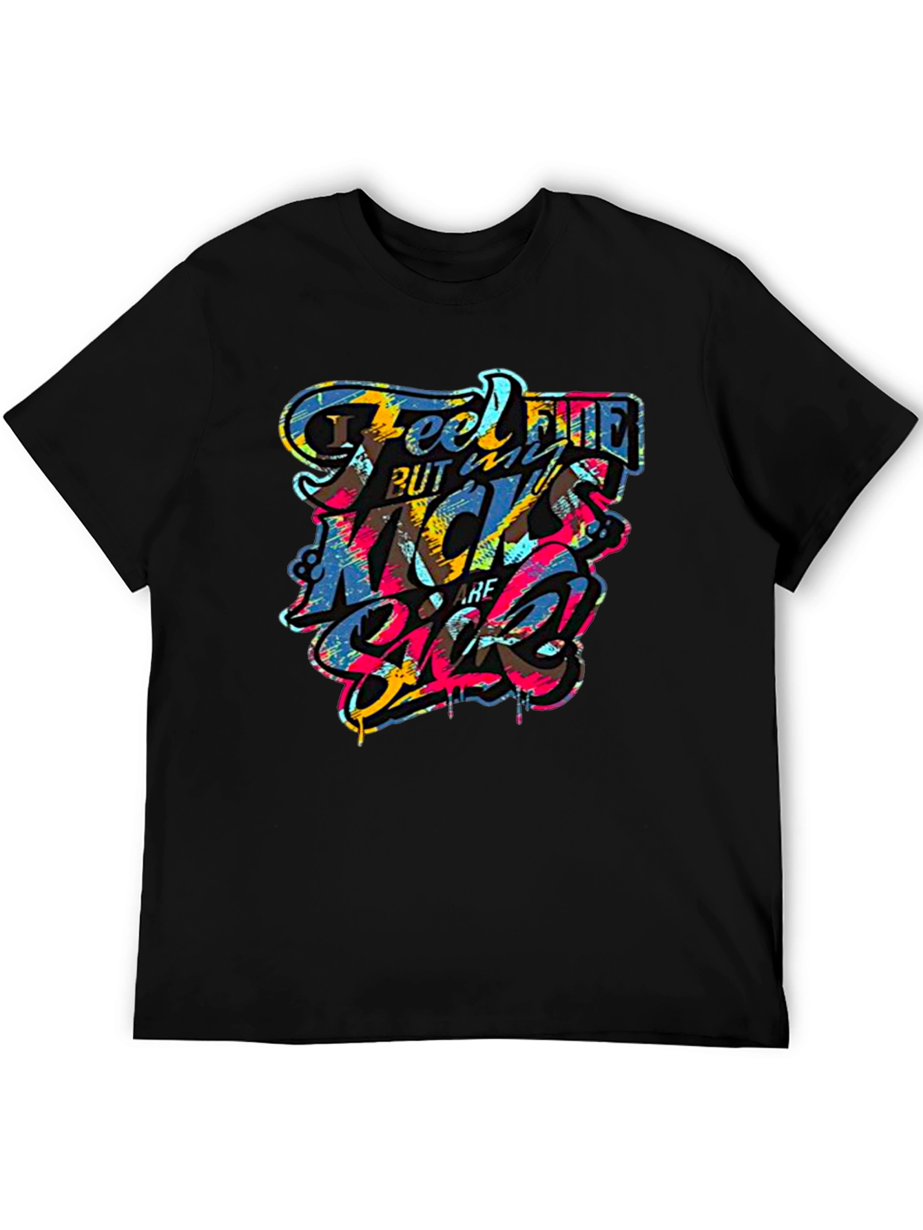 Feel Fine Black Graphic T-Shirt