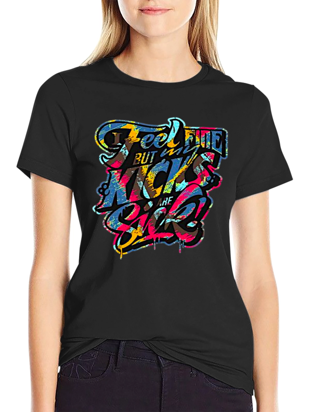 Feel Fine Black Graphic T-Shirt