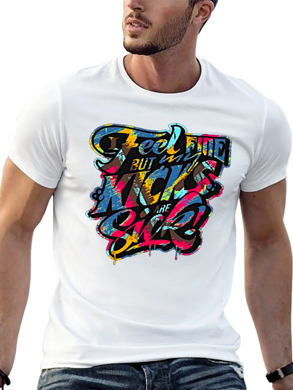 Feel Fine Black Graphic T-Shirt