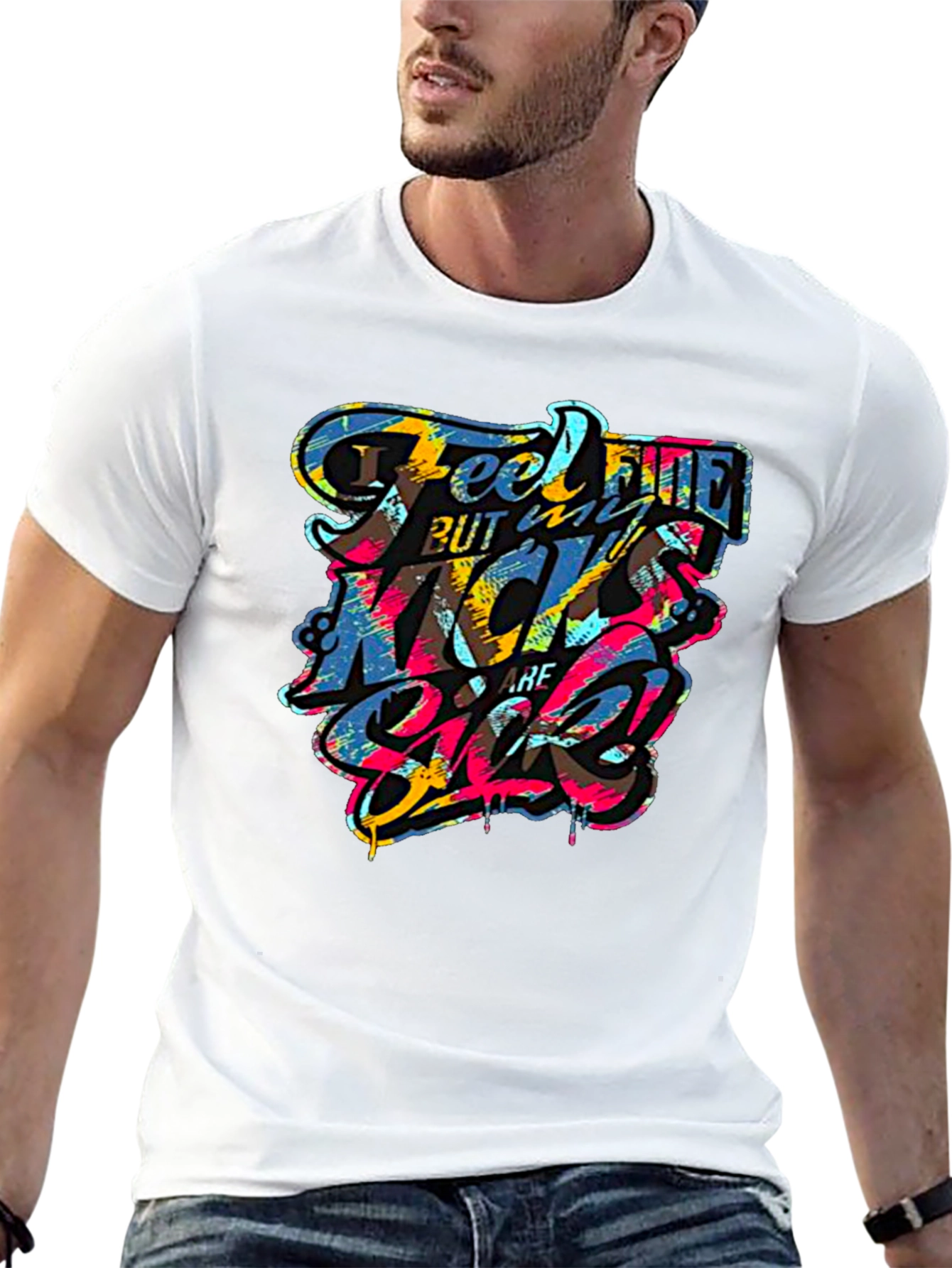 Feel Fine Black Graphic T-Shirt