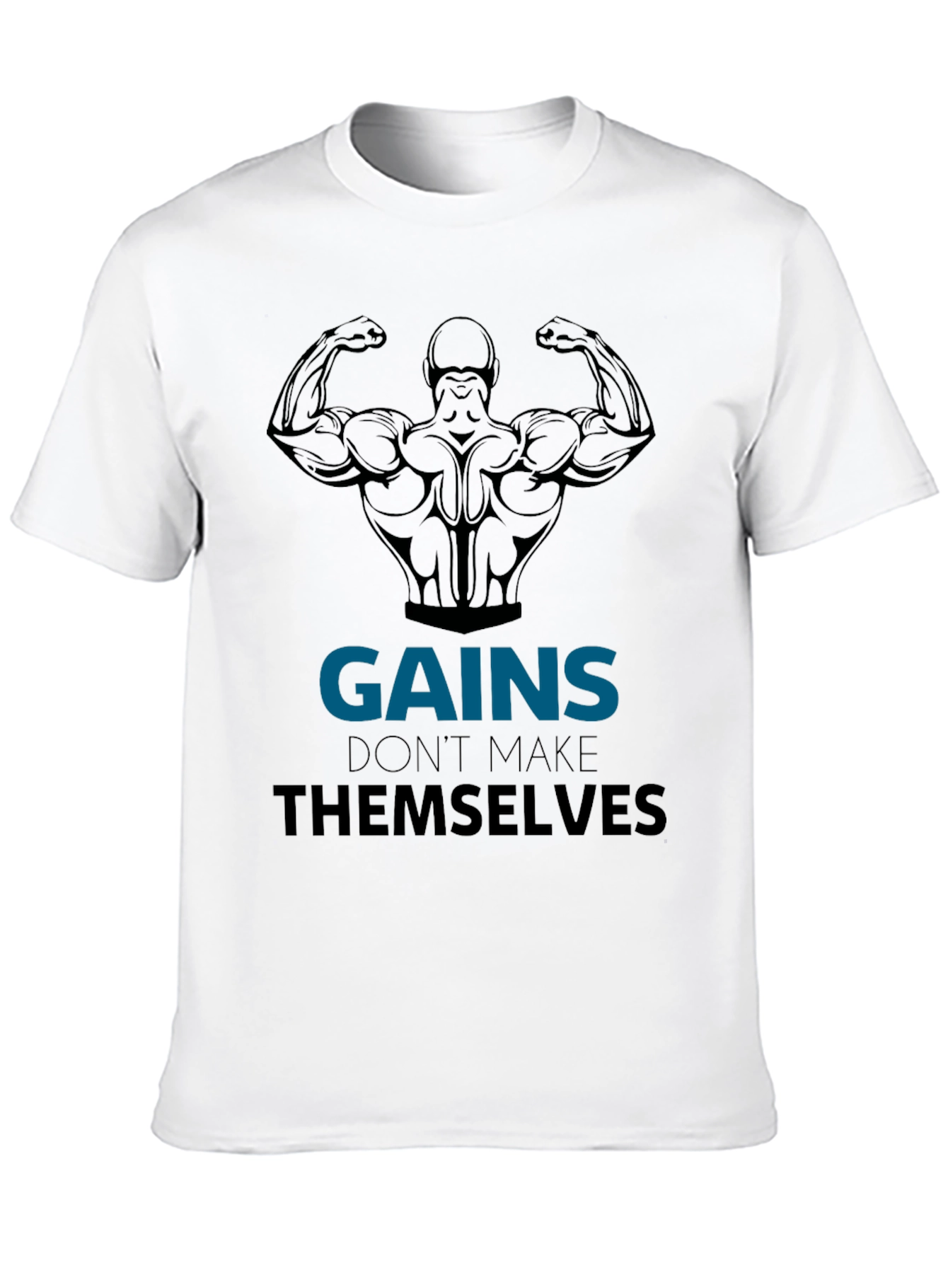 Gains Black Graphic T-Shirt - Workout Motivation