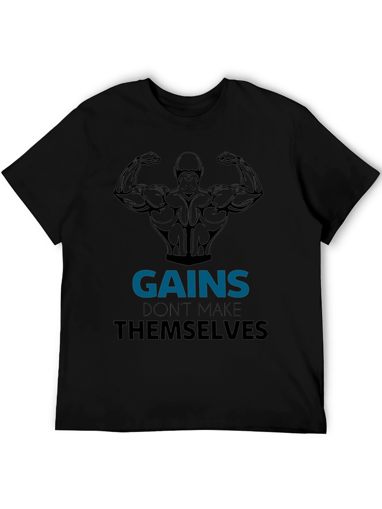 Gains Black Graphic T-Shirt - Workout Motivation