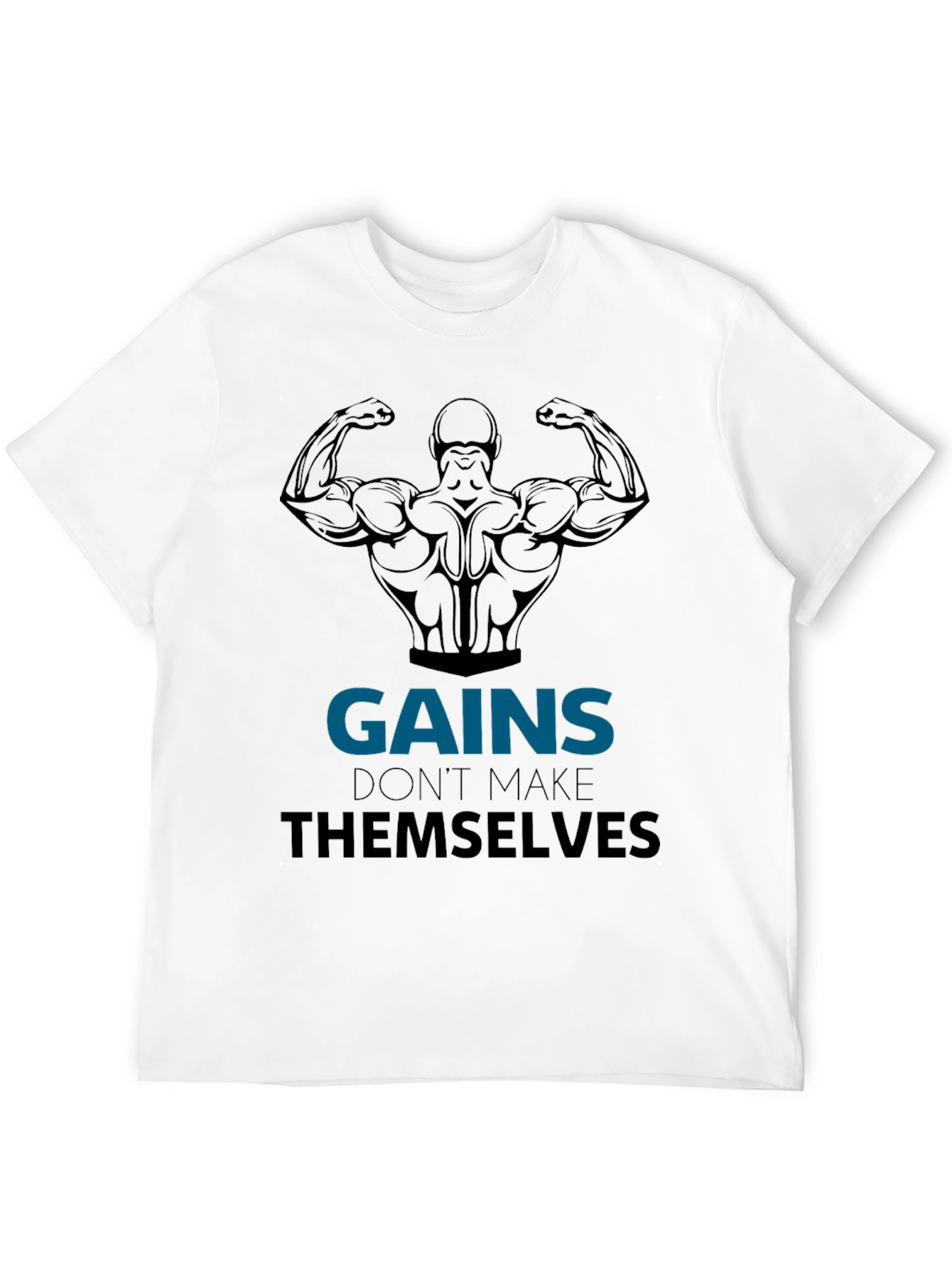 Gains Black Graphic T-Shirt - Workout Motivation