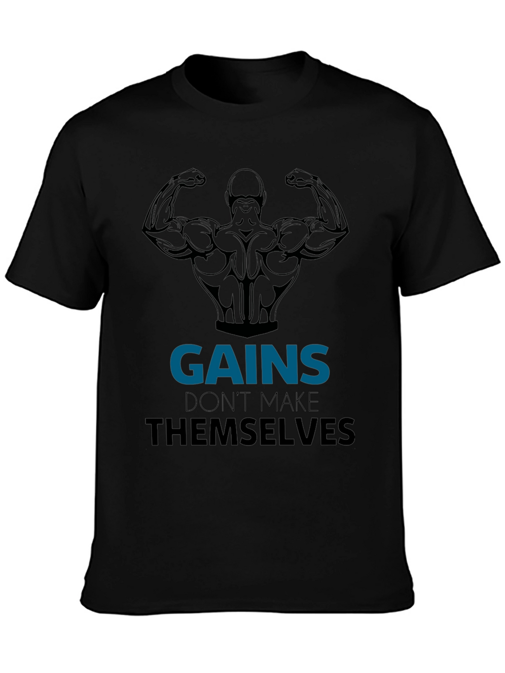 Gains Black Graphic T-Shirt - Workout Motivation
