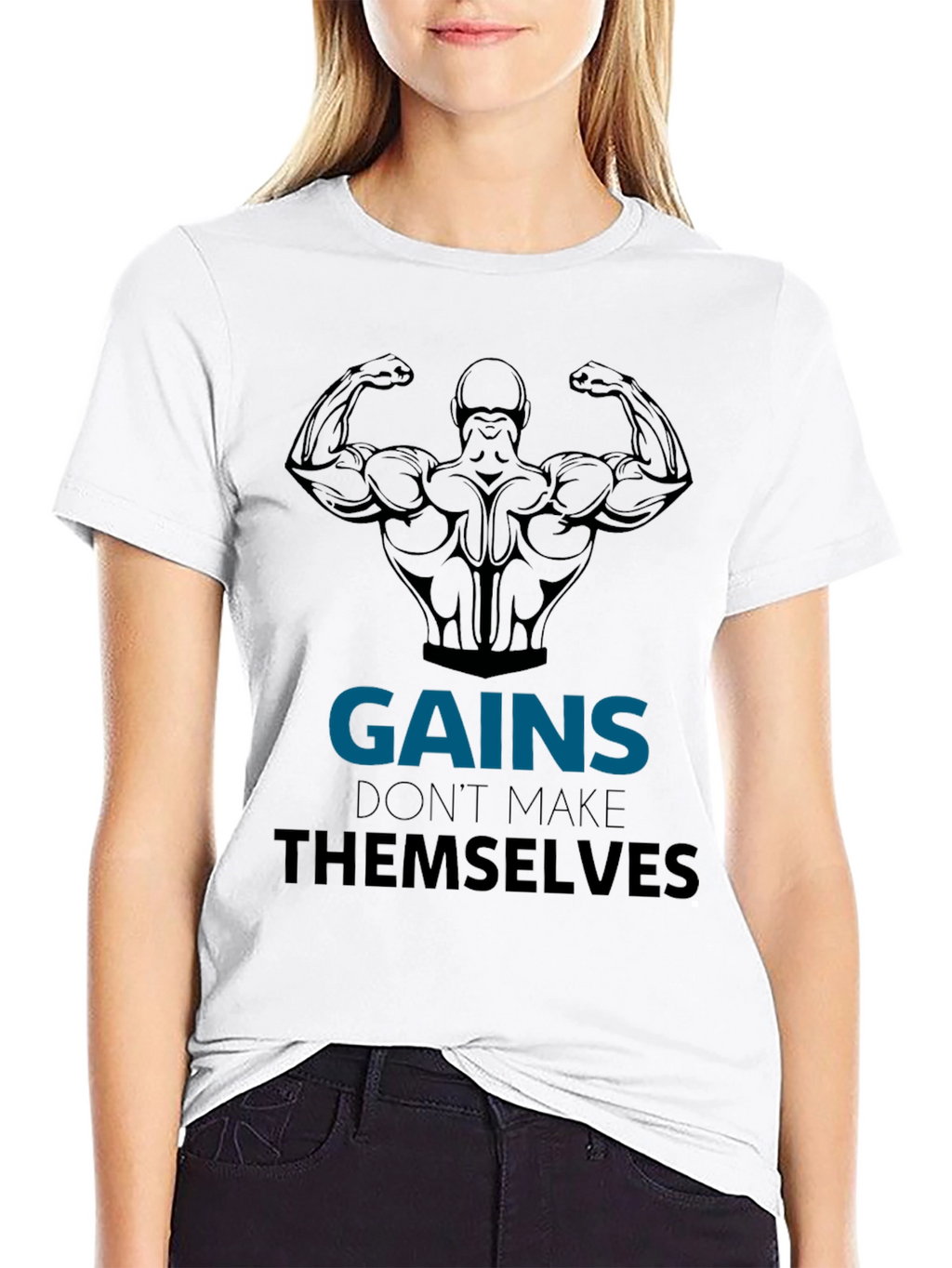 Gains Black Graphic T-Shirt - Workout Motivation