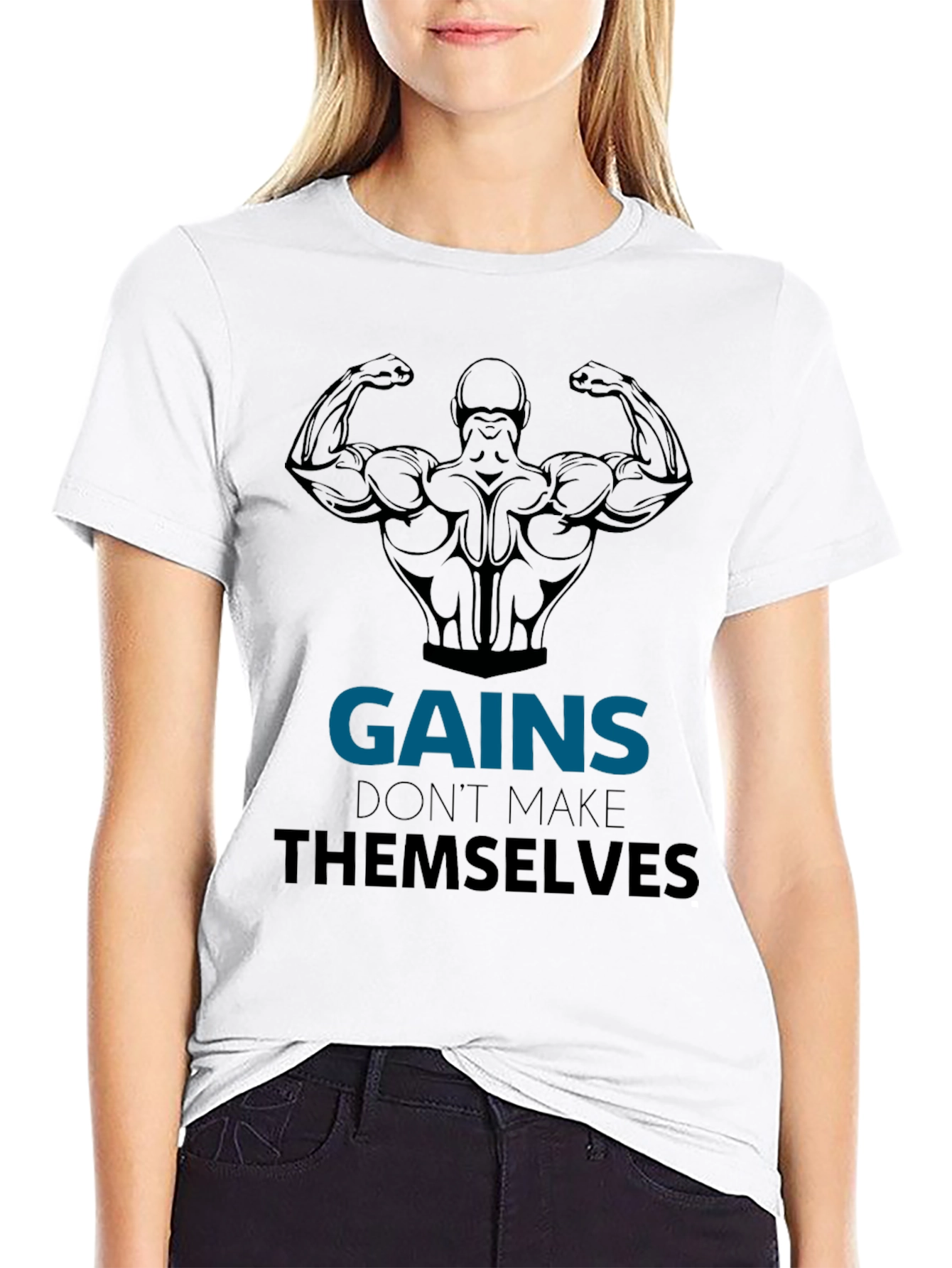 Gains Black Graphic T-Shirt - Workout Motivation
