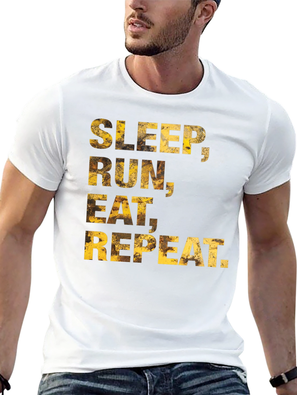Sleep Run Eat Repeat Mens Black Graphic Tee