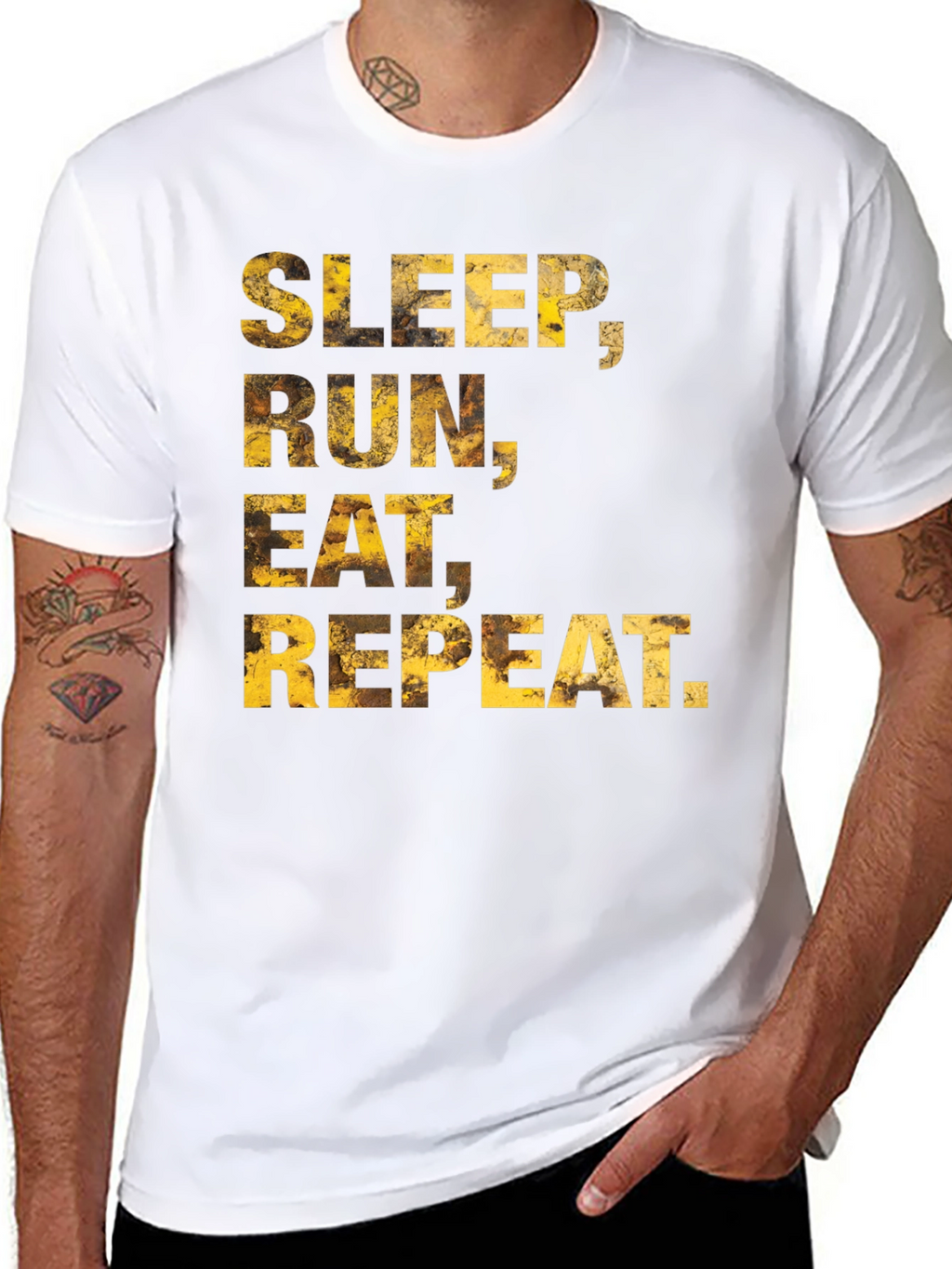 Sleep Run Eat Repeat Mens Black Graphic Tee