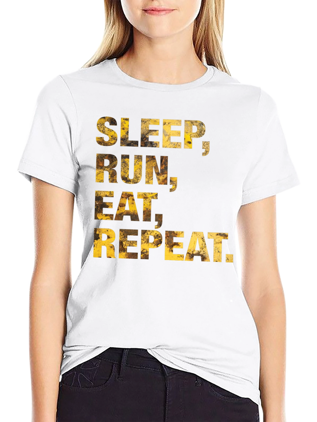 Sleep Run Eat Repeat Mens Black Graphic Tee