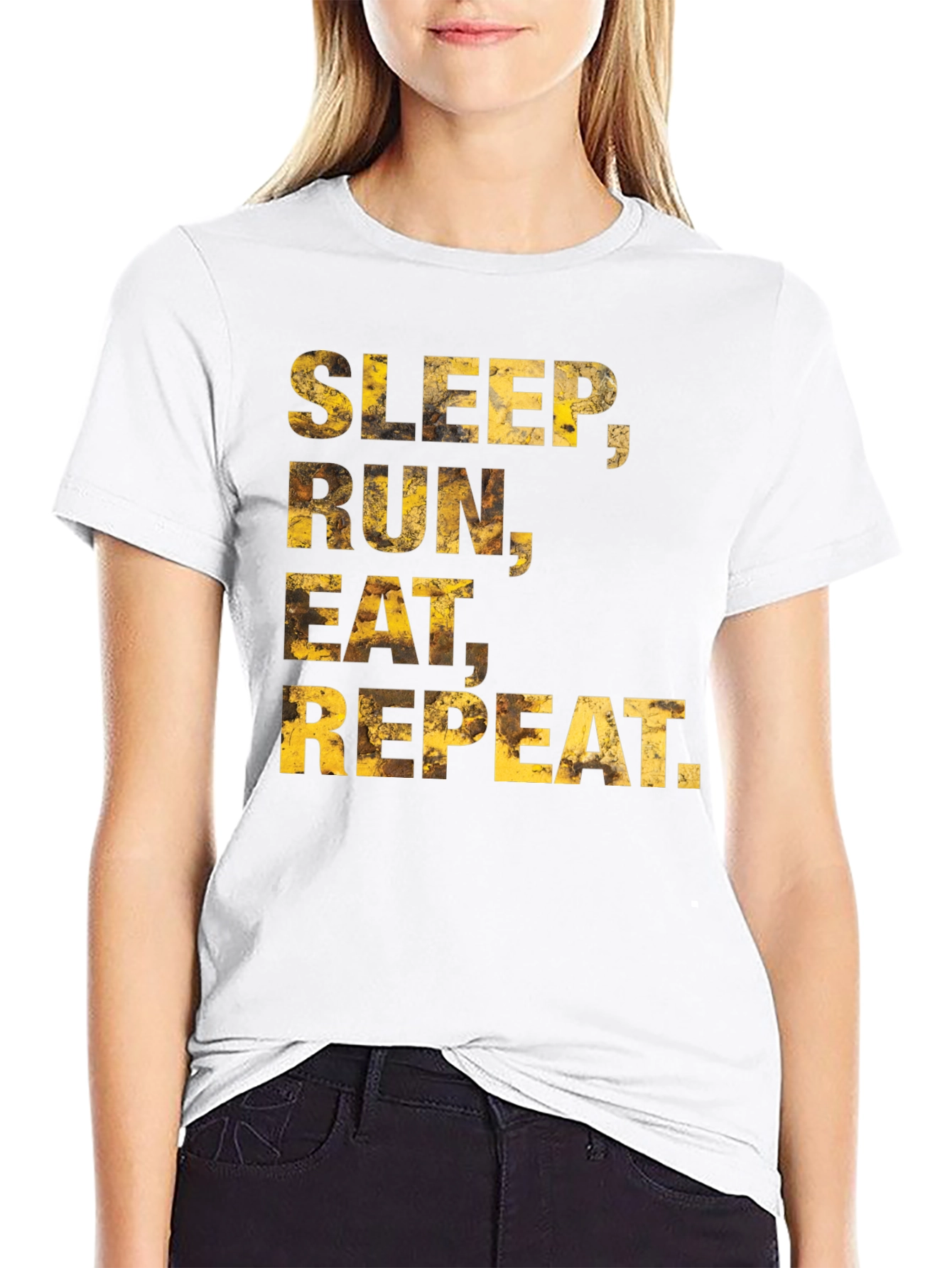 Sleep Run Eat Repeat Mens Black Graphic Tee