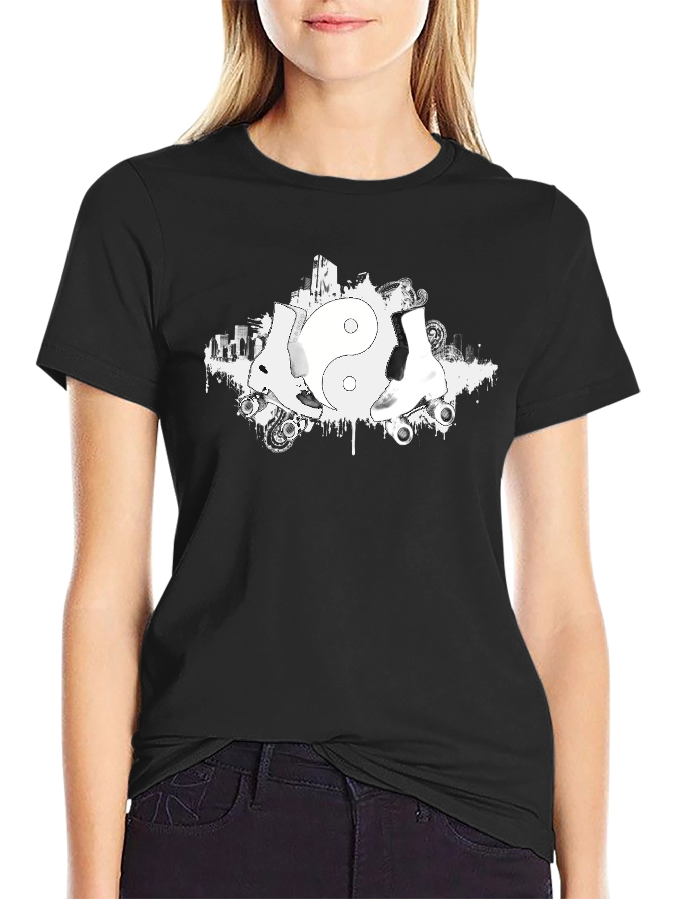 Yin Yang Roller Skate Graphic T-Shirt