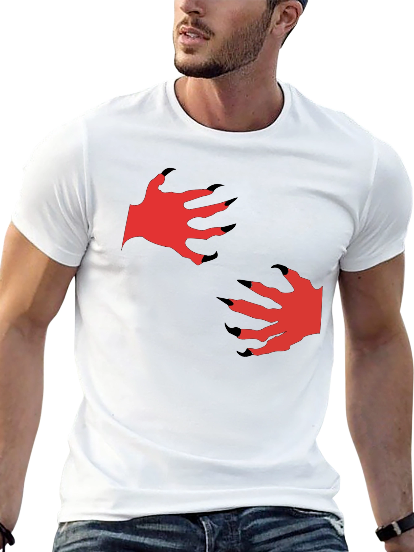 Mens Black T-Shirt with Monster Claw Graphic