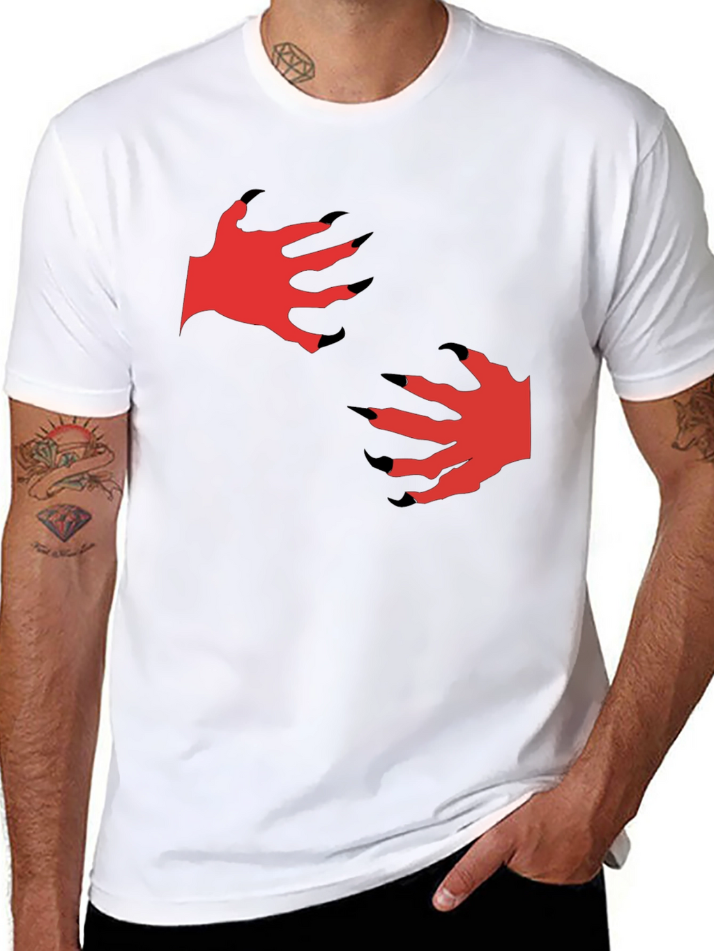 Mens Black T-Shirt with Monster Claw Graphic