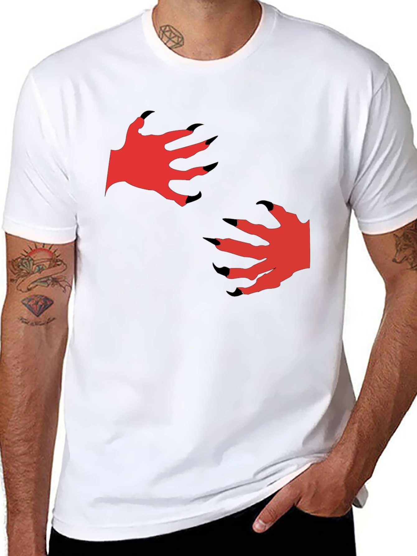 Mens Black T-Shirt with Monster Claw Graphic