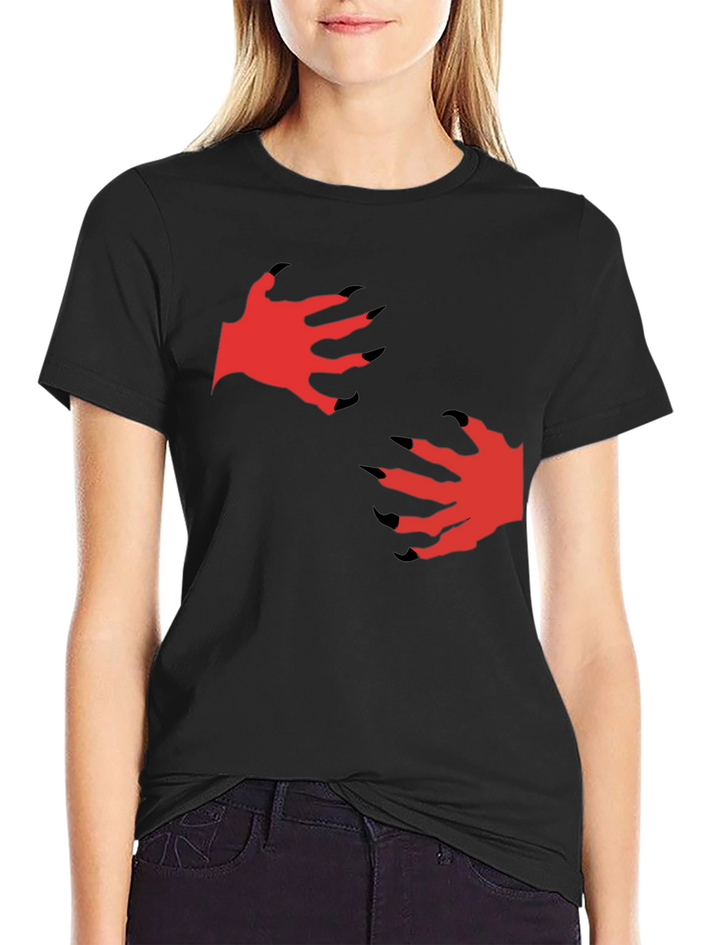 Mens Black T-Shirt with Monster Claw Graphic