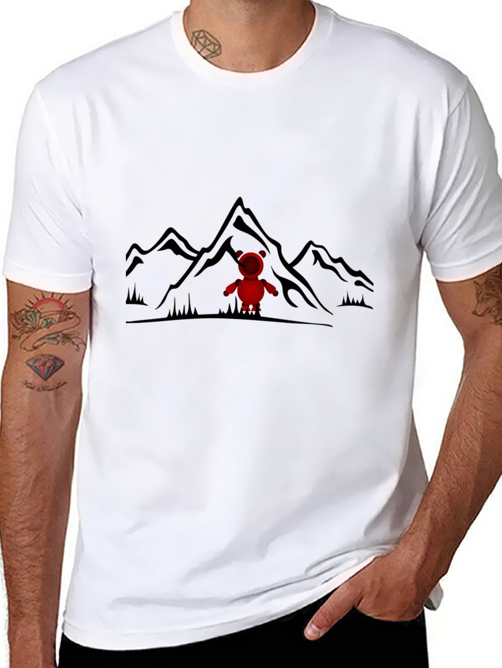 Mountain Bear Tee - Black Cotton Graphic T-Shirt