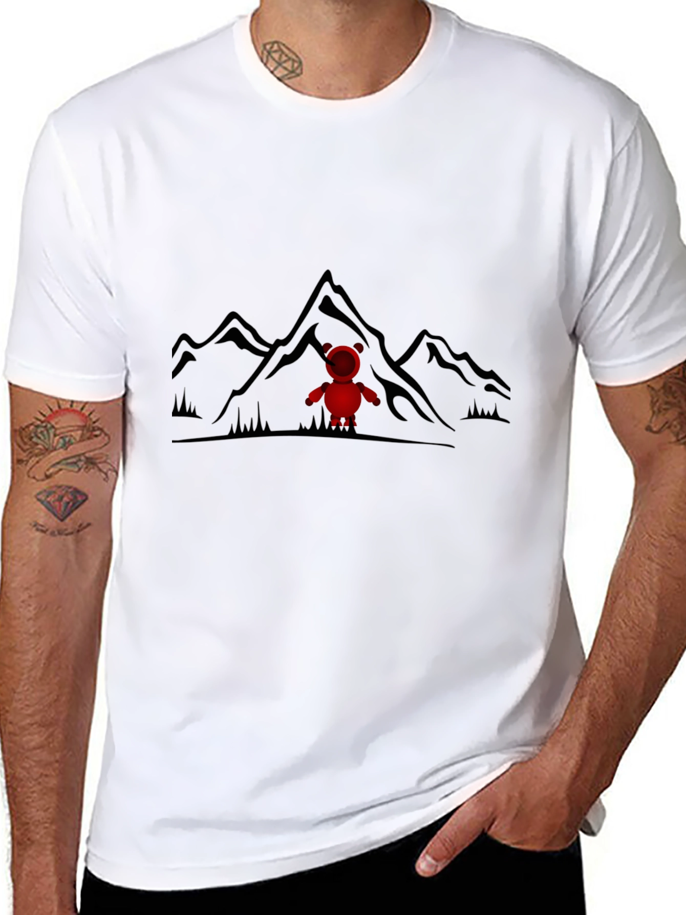 Mountain Bear Tee - Black Cotton Graphic T-Shirt