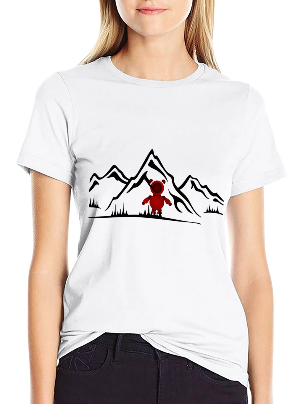 Mountain Bear Tee - Black Cotton Graphic T-Shirt