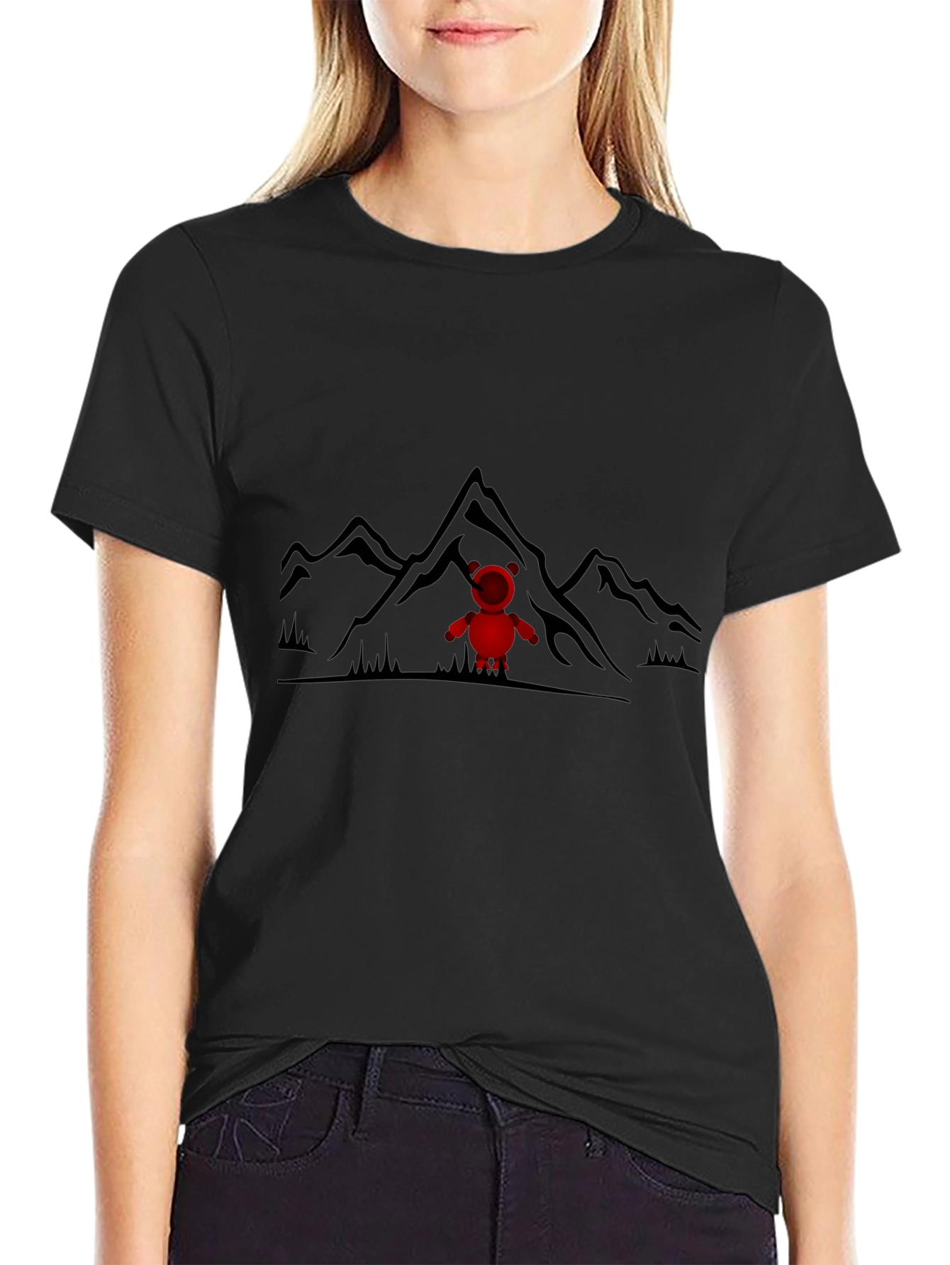 Mountain Bear Tee - Black Cotton Graphic T-Shirt