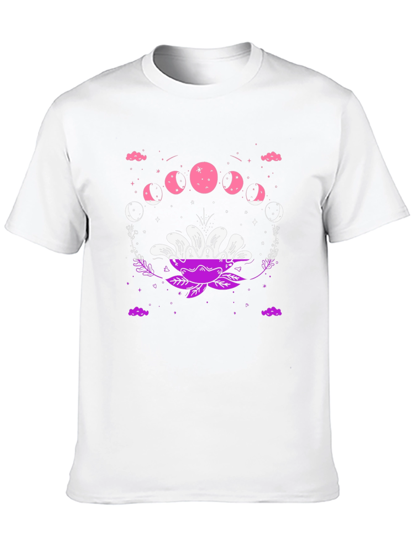 Floral Moon Phase Graphic Tee - Black Cotton Blend