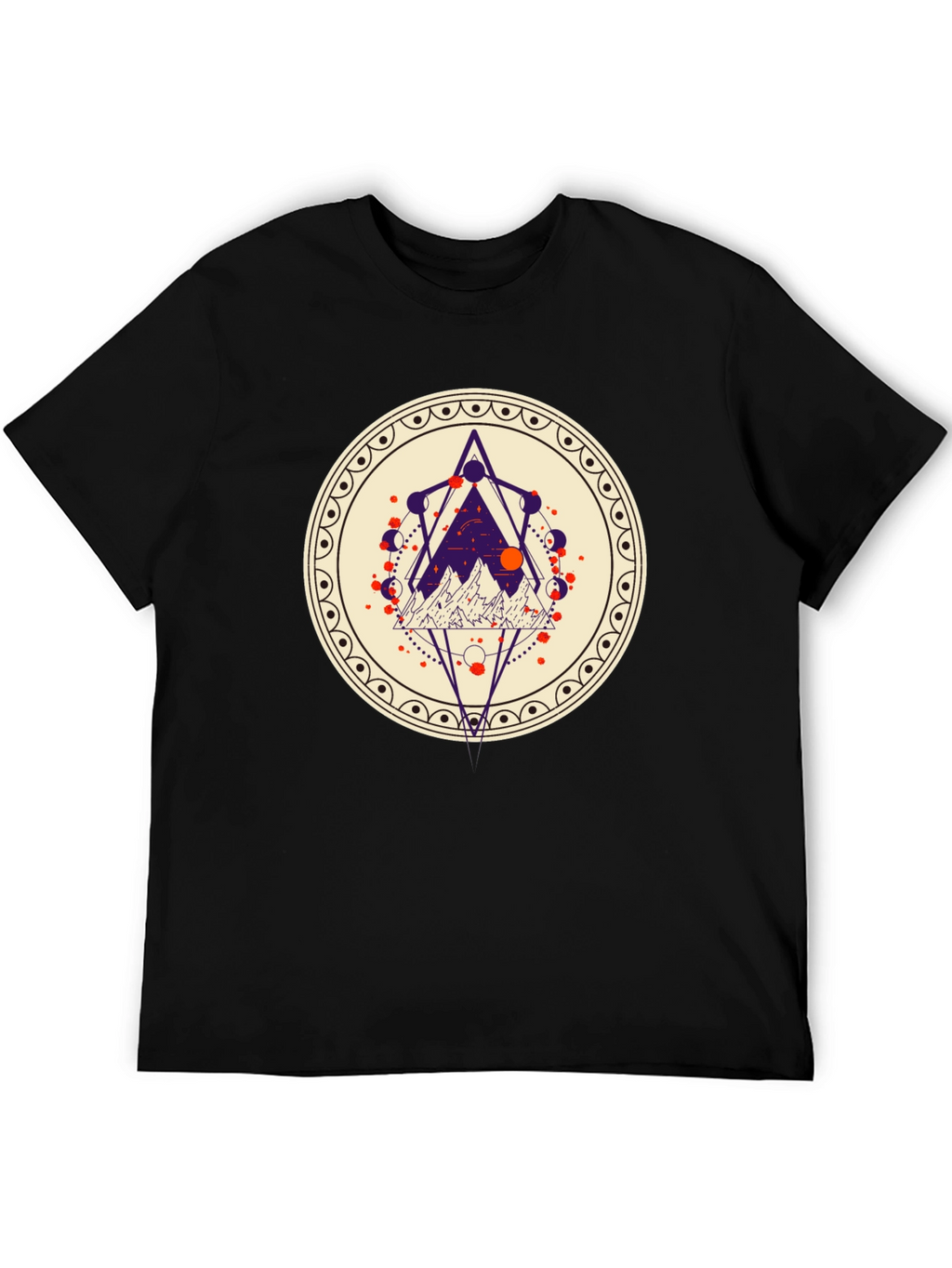 Geometric Mountainscape Graphic Tee - Black
