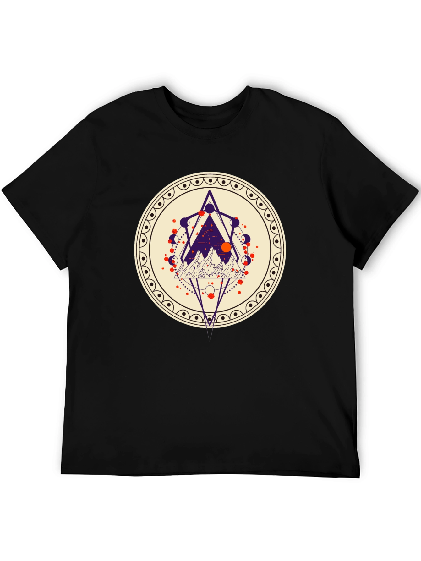 Geometric Mountainscape Graphic Tee - Black