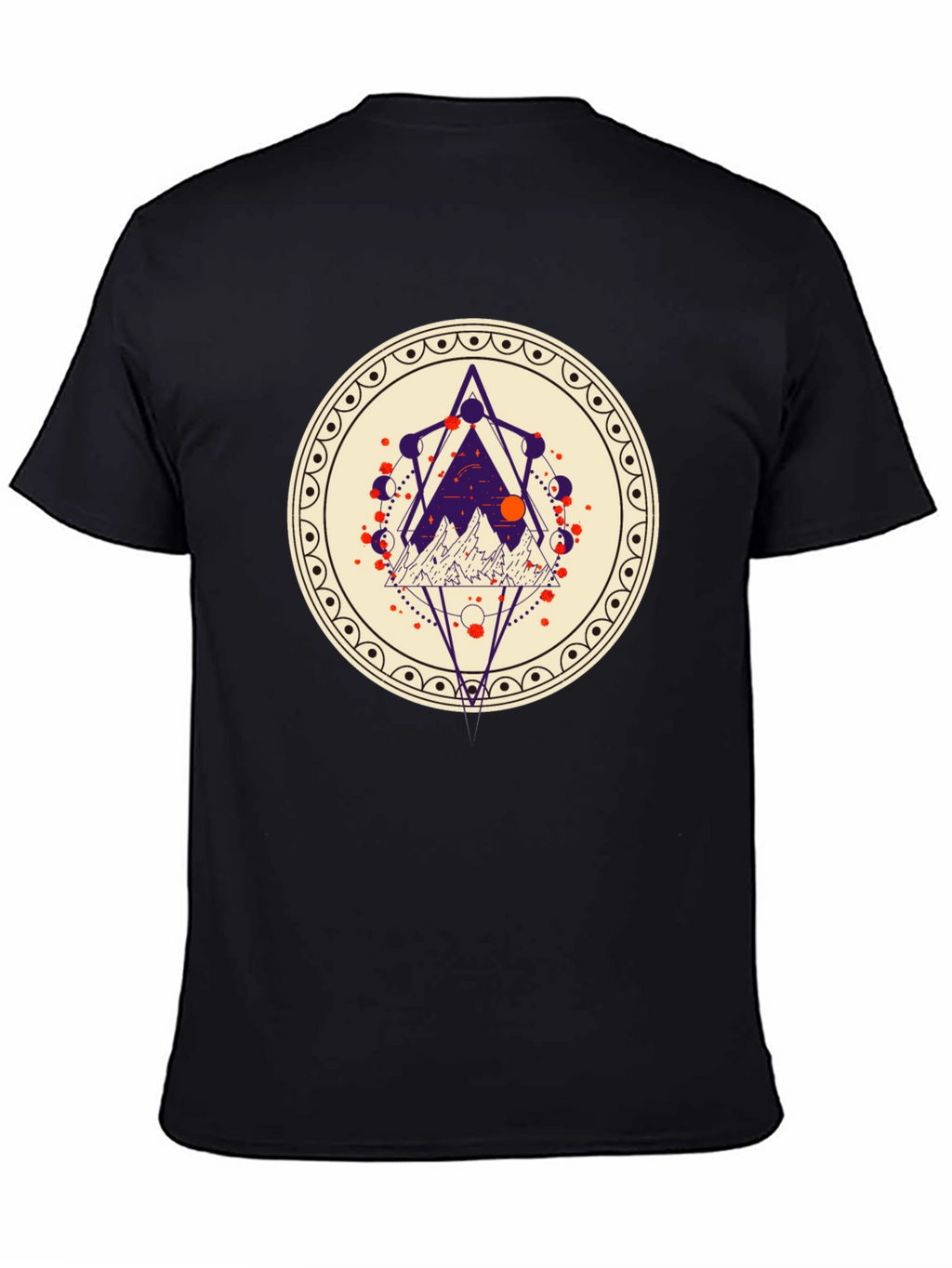 Geometric Mountainscape Graphic Tee - Black
