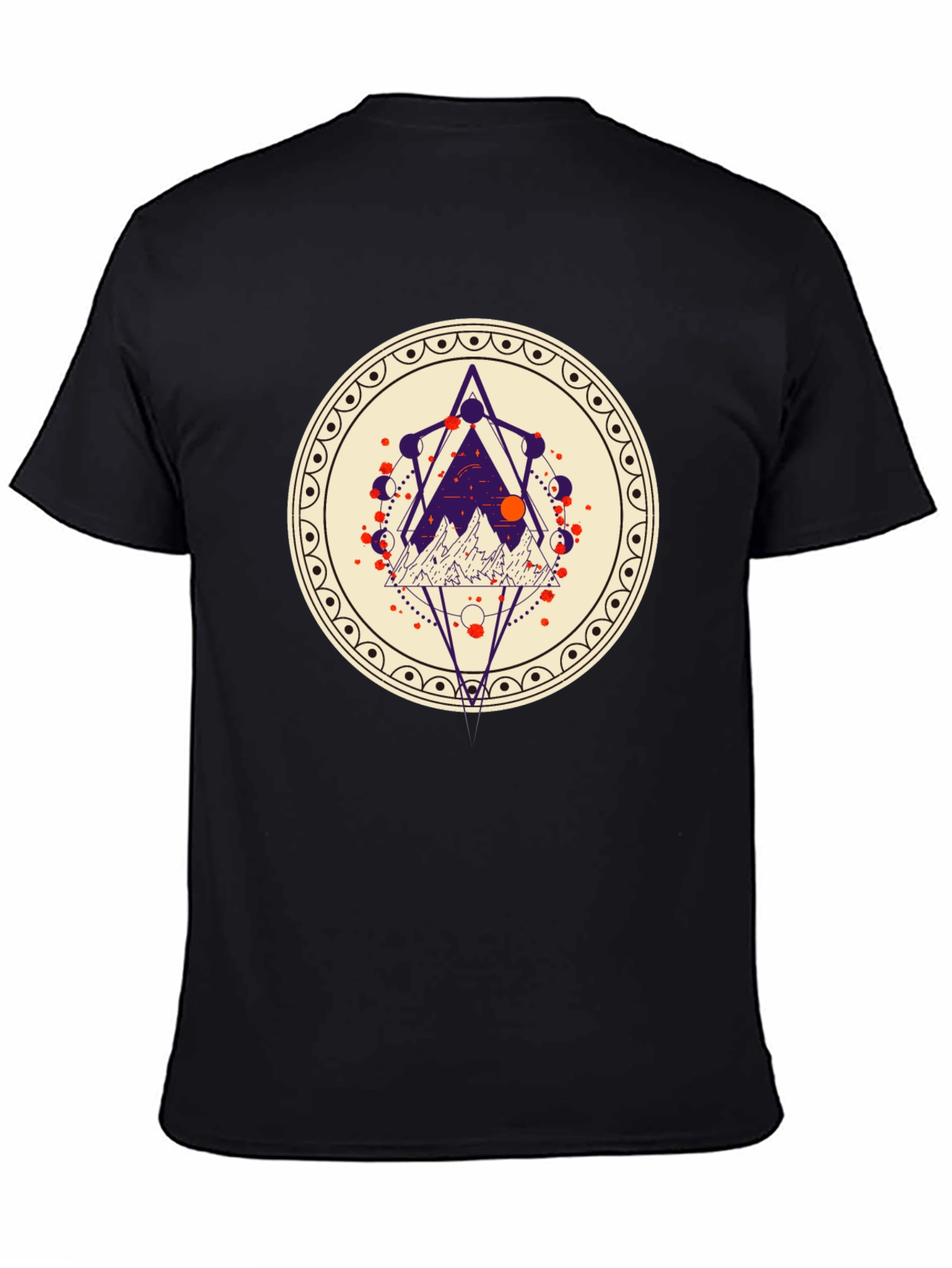 Geometric Mountainscape Graphic Tee - Black