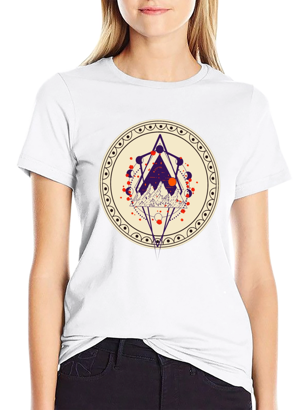 Geometric Mountainscape Graphic Tee - Black