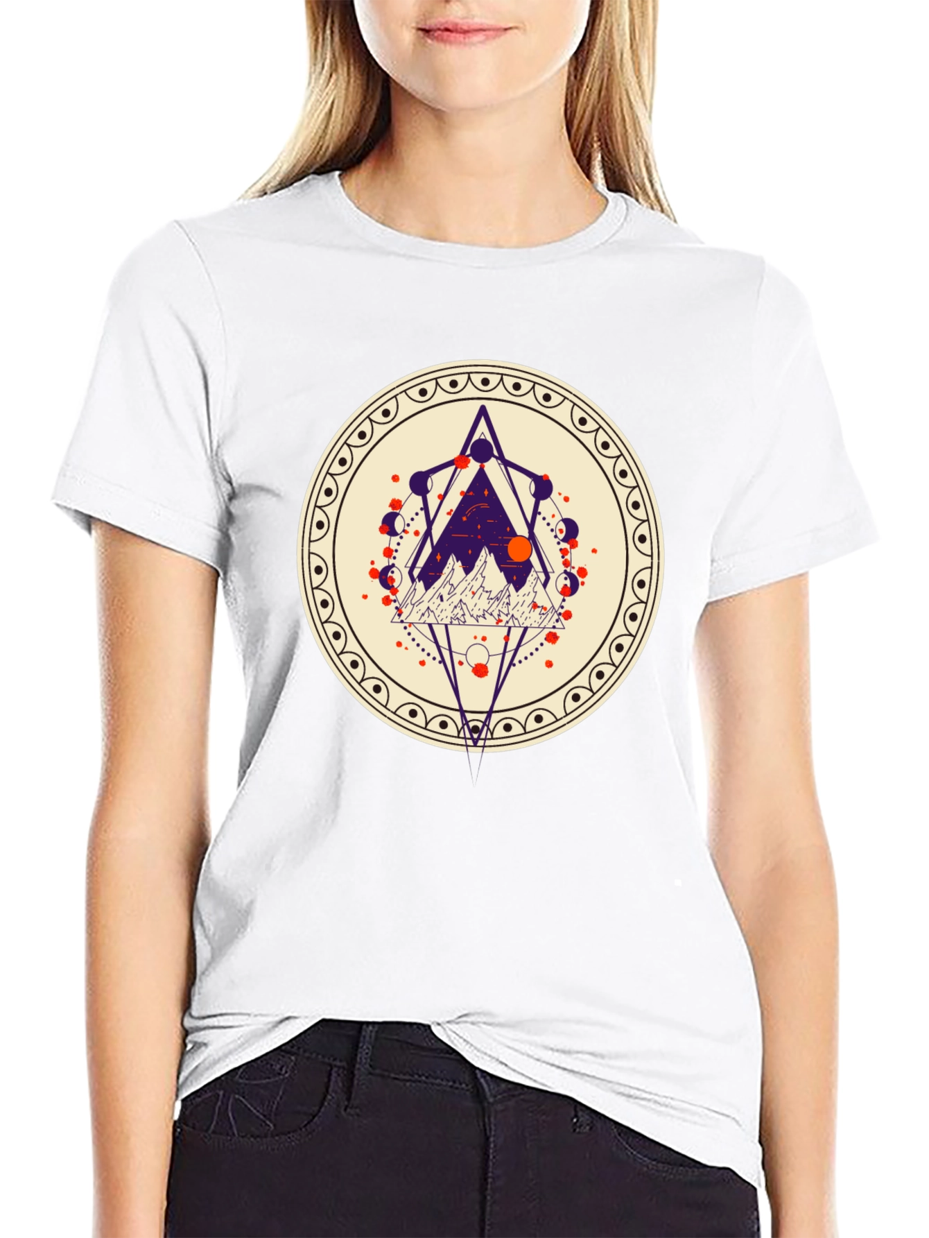 Geometric Mountainscape Graphic Tee - Black
