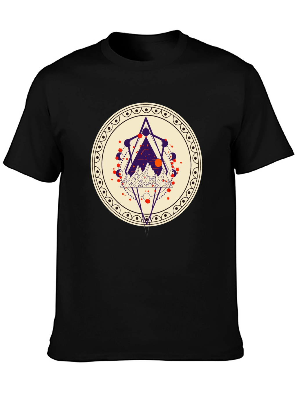 Geometric Mountainscape Graphic Tee - Black