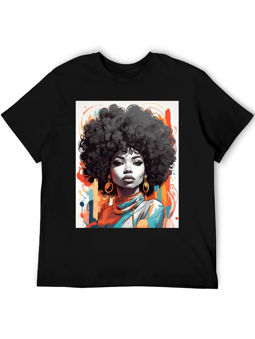 Afro Art Graphic Tee - Stylish Black T-Shirt