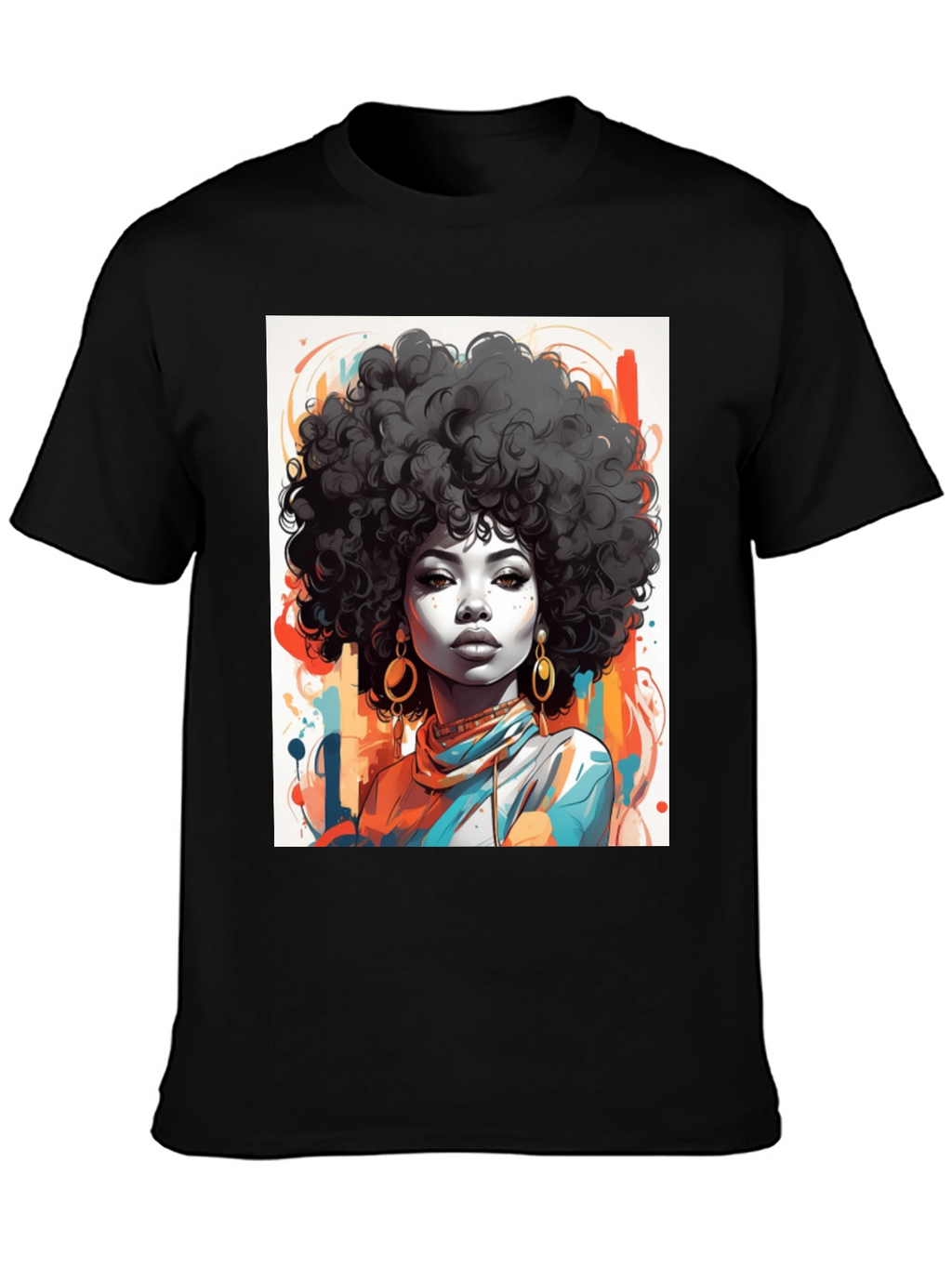 Afro Art Graphic Tee - Stylish Black T-Shirt