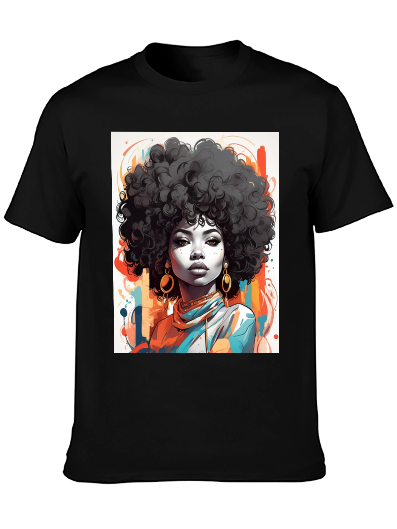Afro Art Graphic Tee - Stylish Black T-Shirt