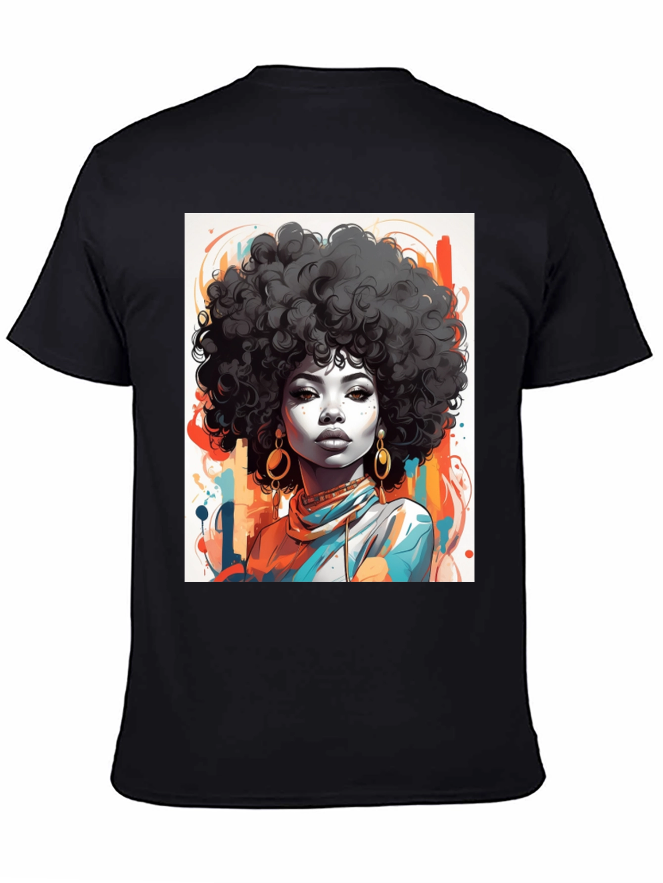 Afro Art Graphic Tee - Stylish Black T-Shirt