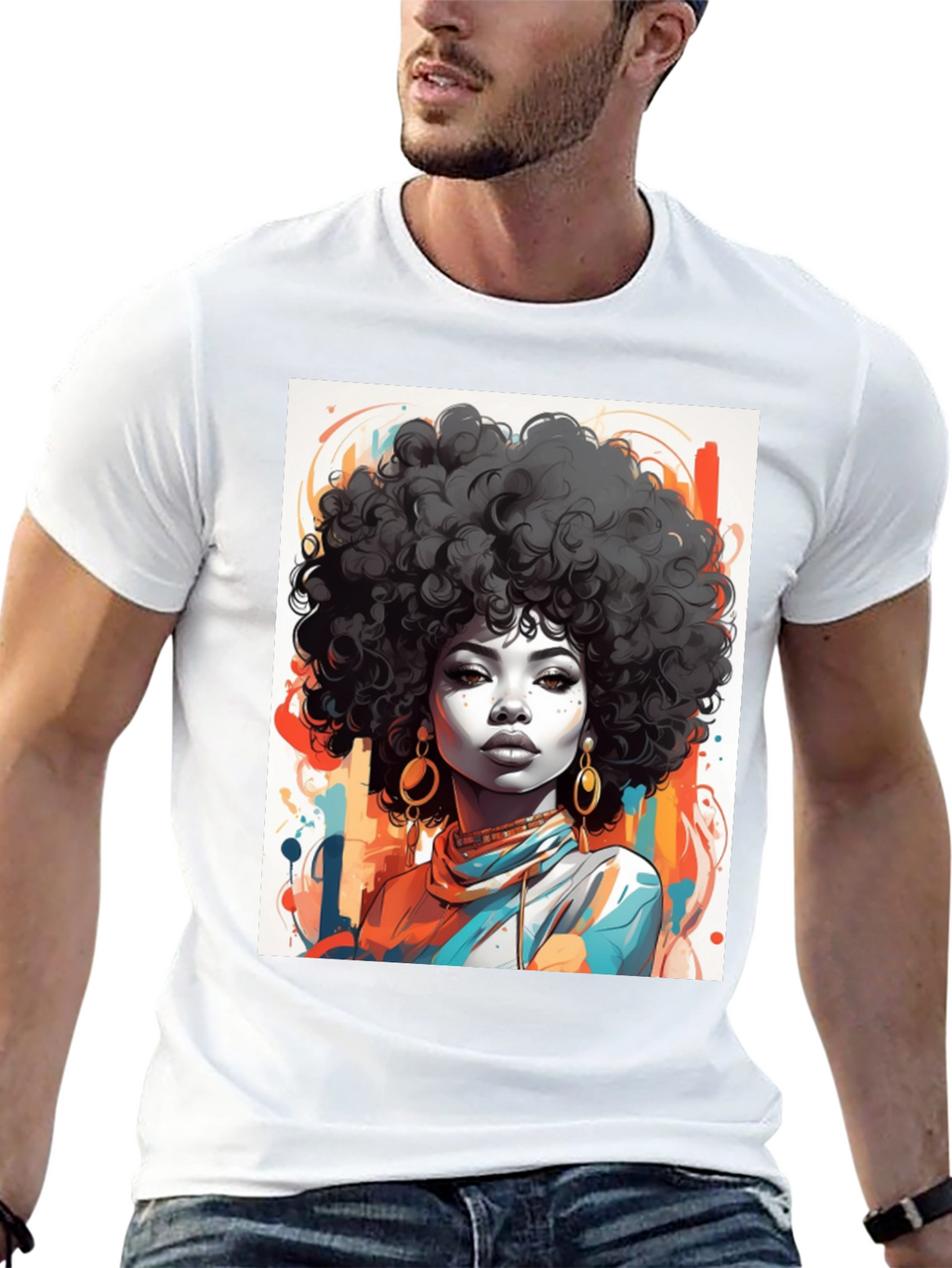 Afro Art Graphic Tee - Stylish Black T-Shirt