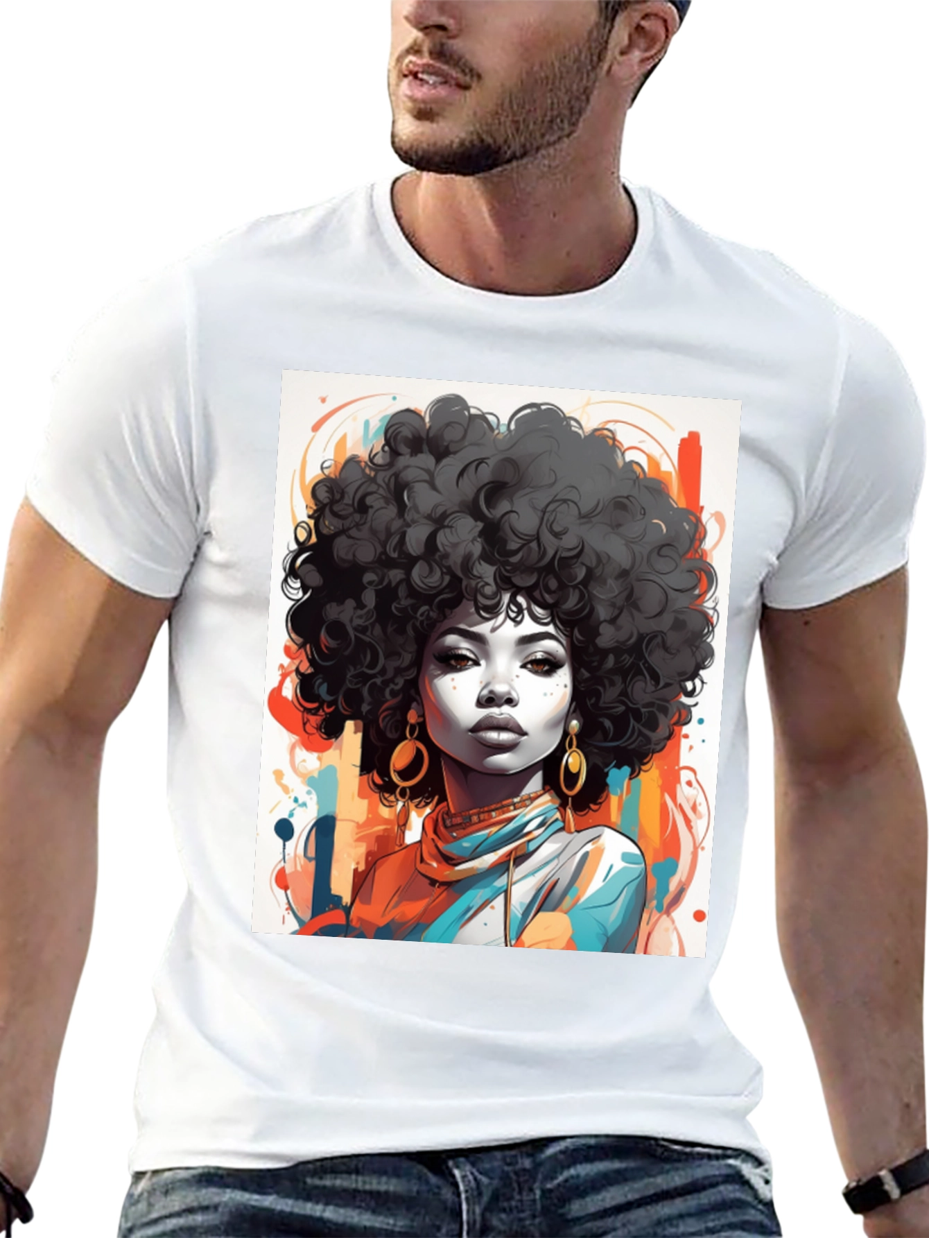 Afro Art Graphic Tee - Stylish Black T-Shirt
