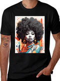 Afro Art Graphic Tee - Stylish Black T-Shirt