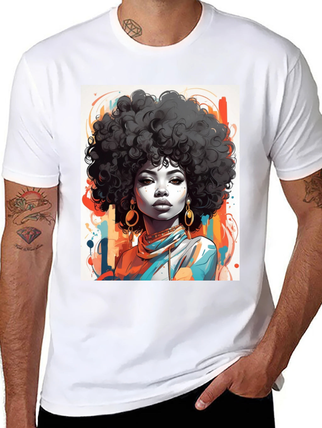 Afro Art Graphic Tee - Stylish Black T-Shirt