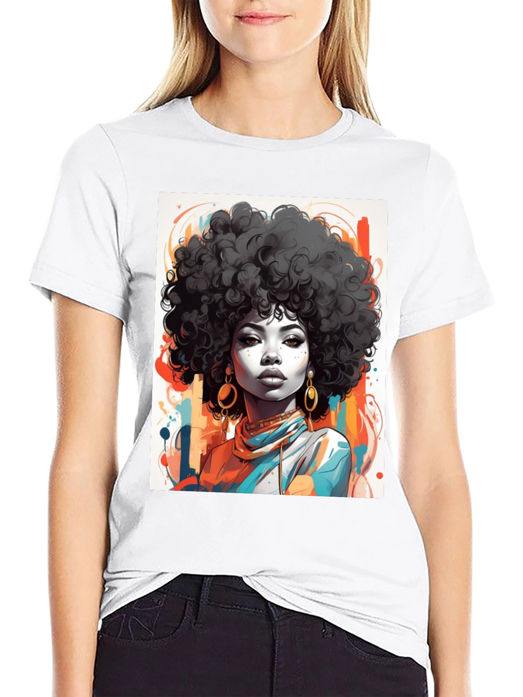 Afro Art Graphic Tee - Stylish Black T-Shirt