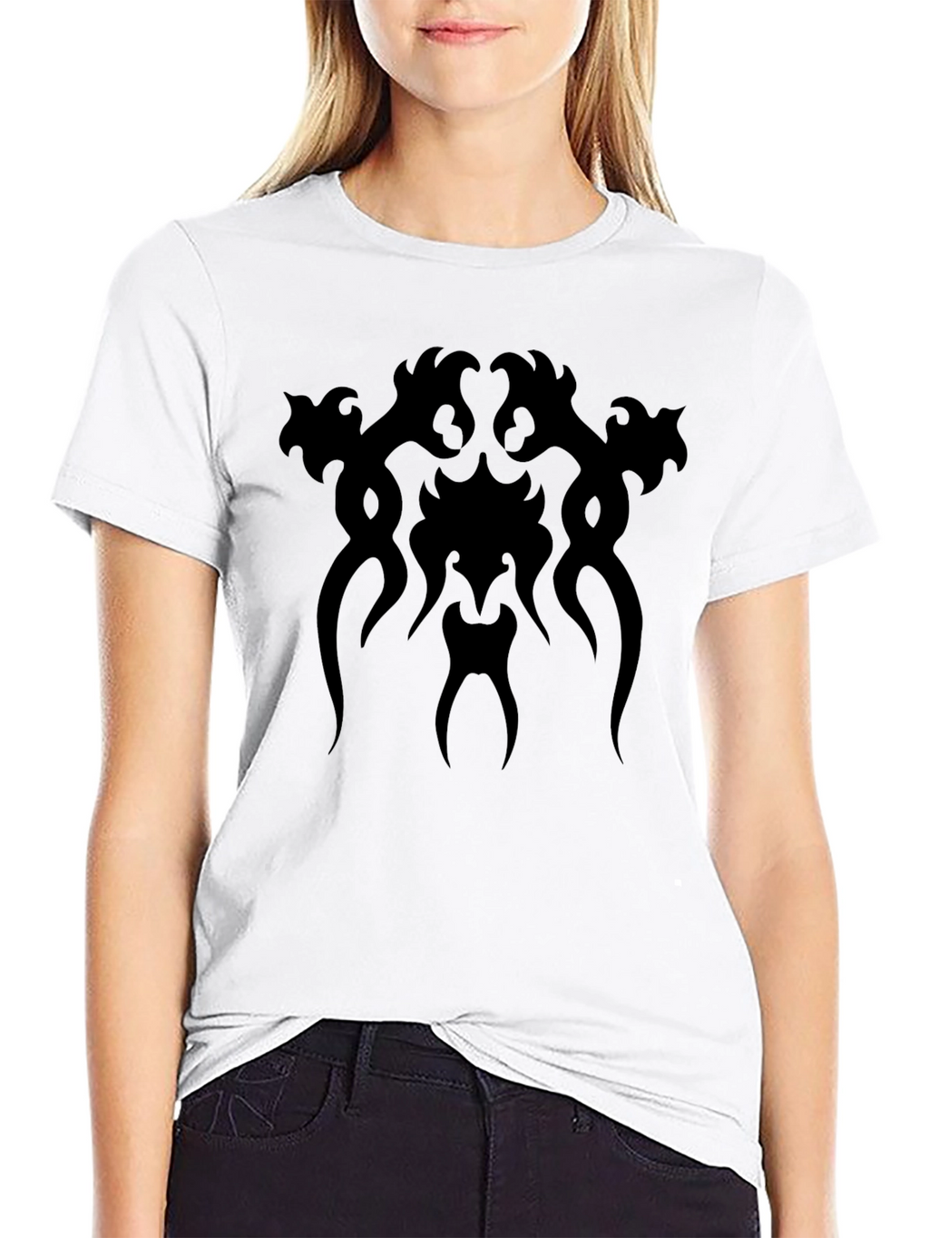 Black Graphic Tee - Abstract Tribal Design