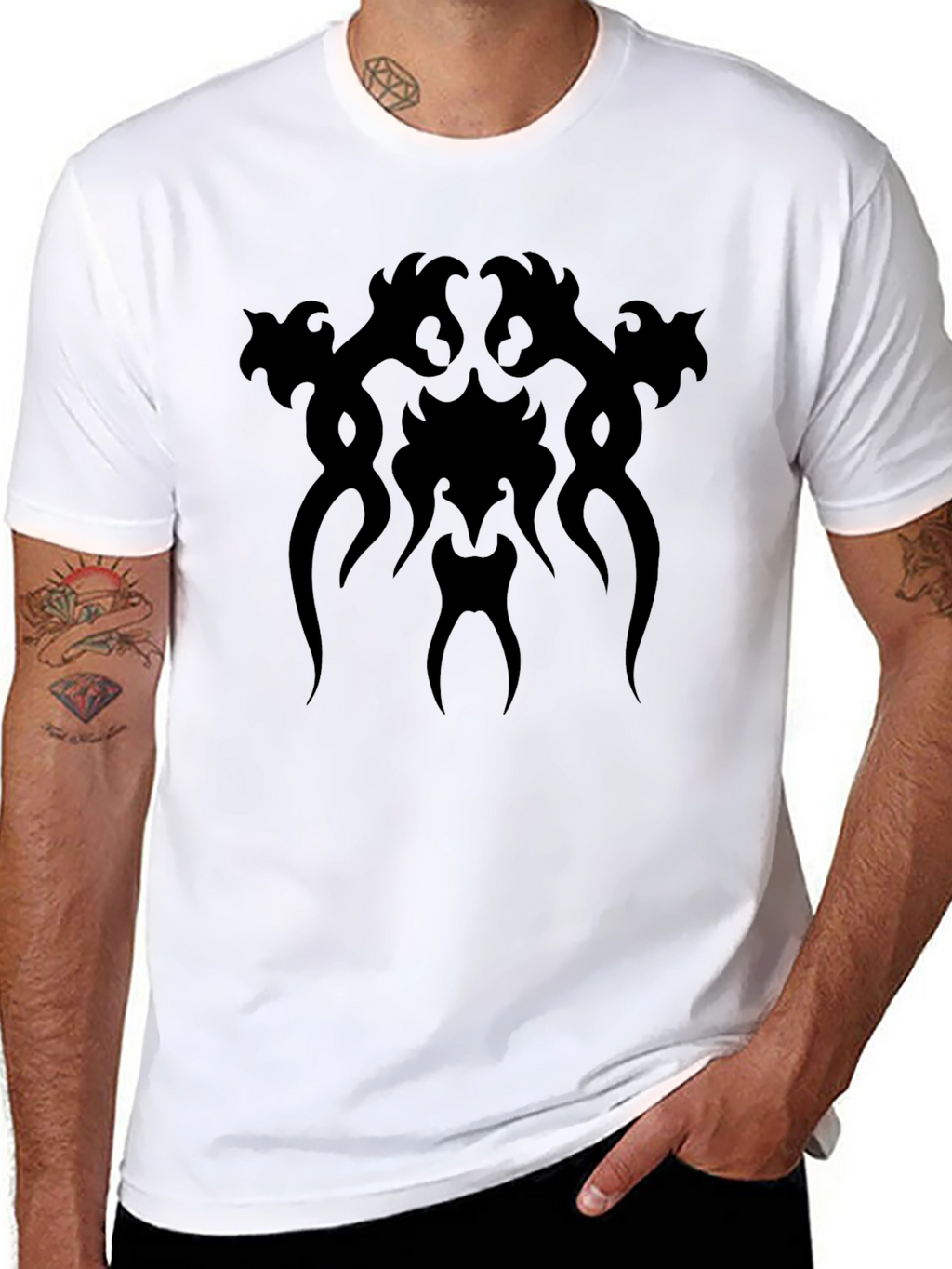 Black Graphic Tee - Abstract Tribal Design