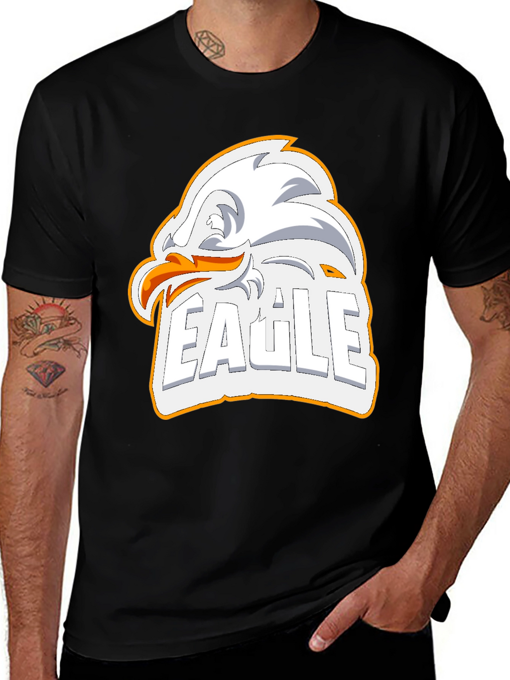 Eagle Graphic Print Mens Black T-Shirt